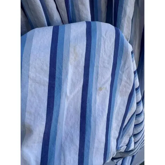 GANNI Blue Striped Cotton Smock Midi Dress Size 36 with Stains - Picture 10 of 12